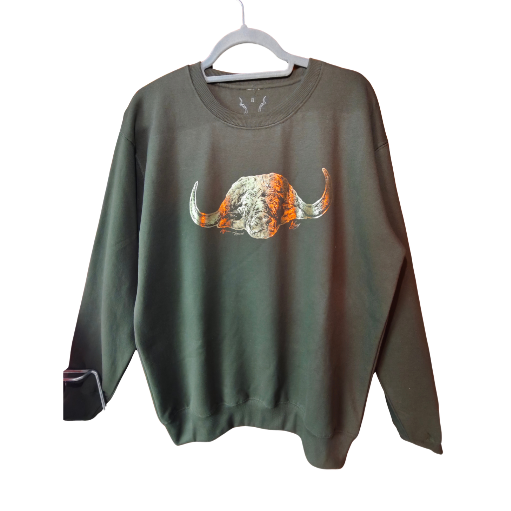 The Buffalo Sweater – Olive with Gold Foil Print
