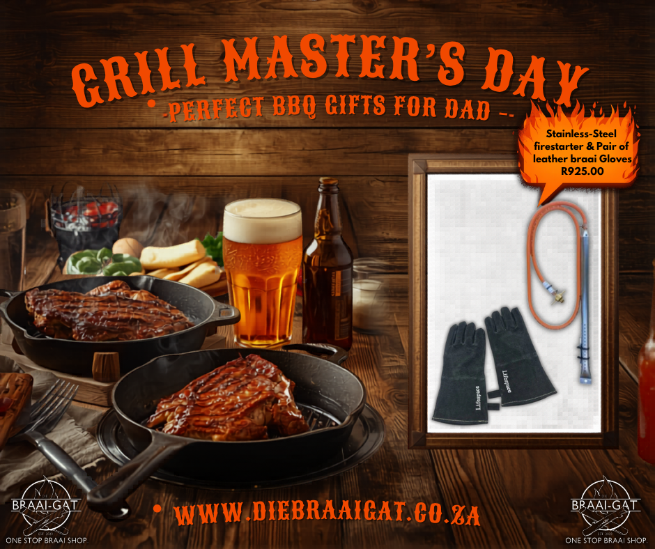 Stainless Steel Fire Starter & Leather Braai Gloves – Ultimate Braai Gift Set