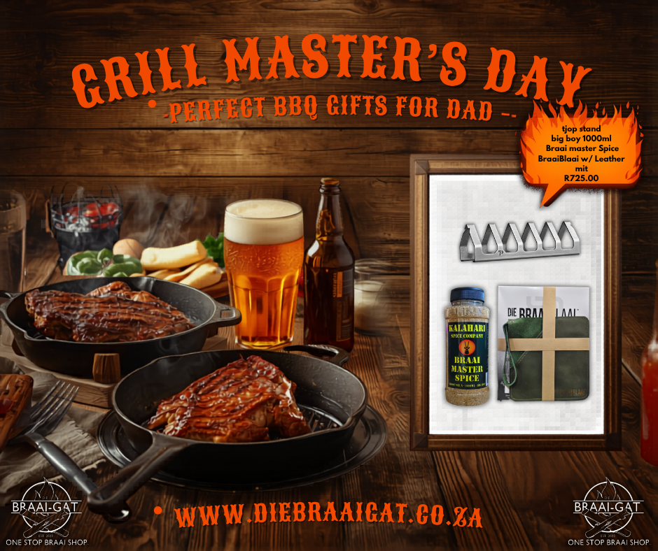 Braai Blaai Braai Mitten, Tjop Rack &  Big Boss 1000ml Braai Master Spice – Ultimate Father’s Day Braai Set