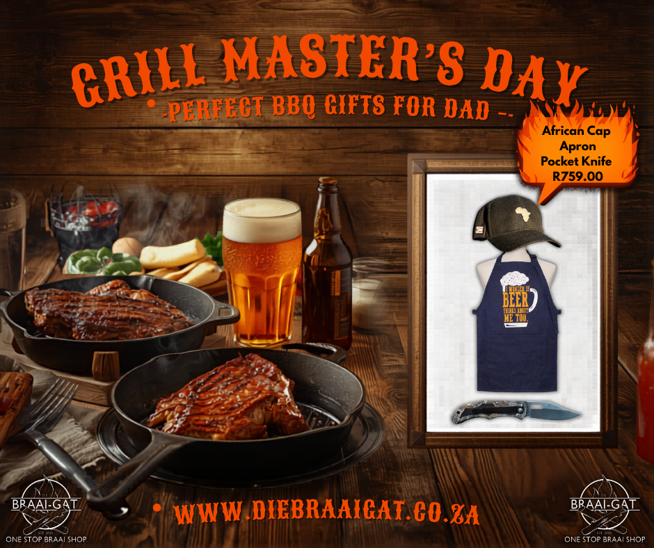 Africa Cap, Adjustable Apron & Pocket Knife – Ultimate Father’s Day Braai Gift Set