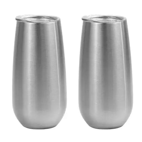 LK’s Double Wall Stainless Steel Champagne Flutes – Set of 2 (150ml Each)