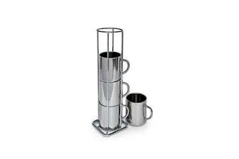 LK’s Stainless Steel Cups with Stand – Set of 4