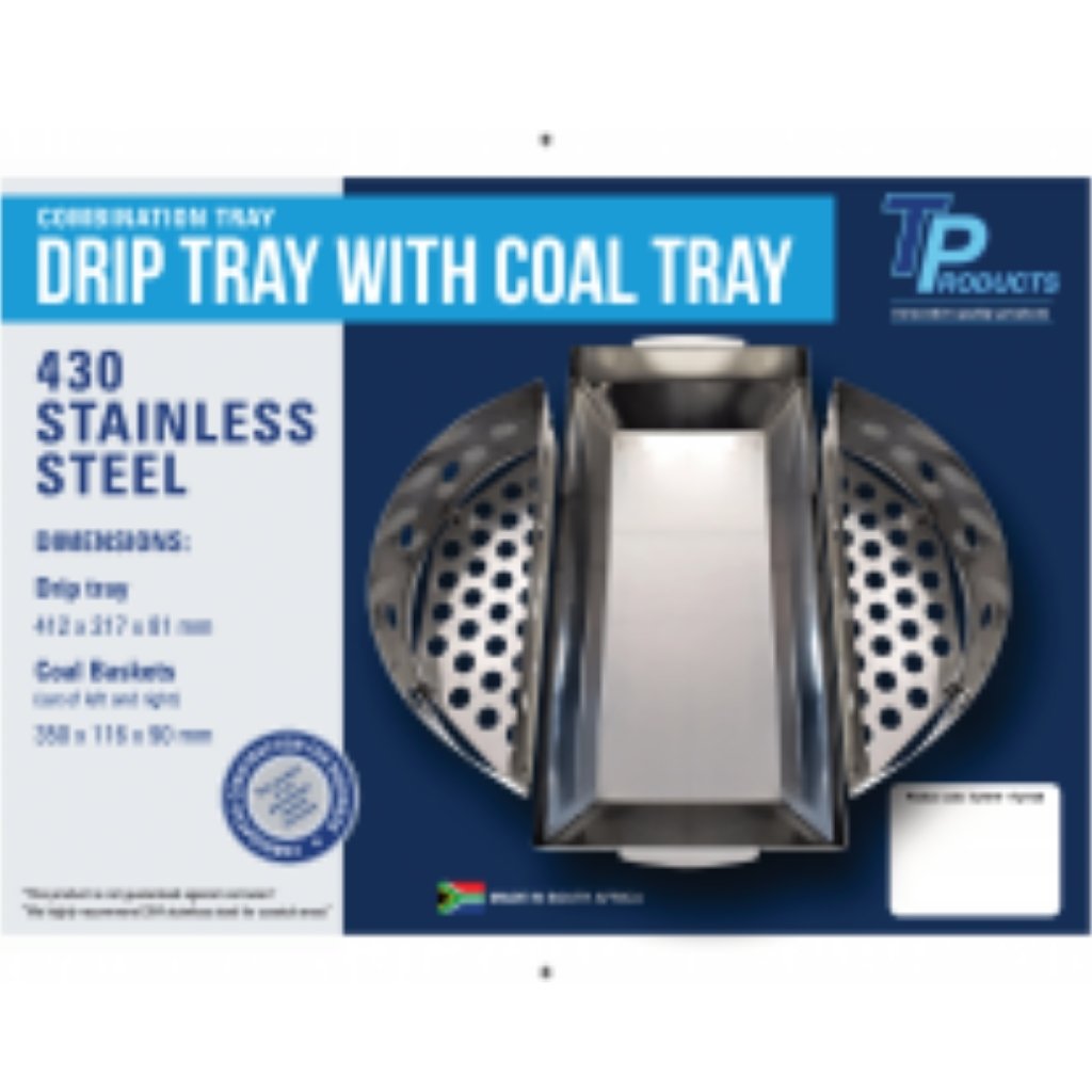 Stainless-Steel Charcoal Holder & Drip Tray Combo