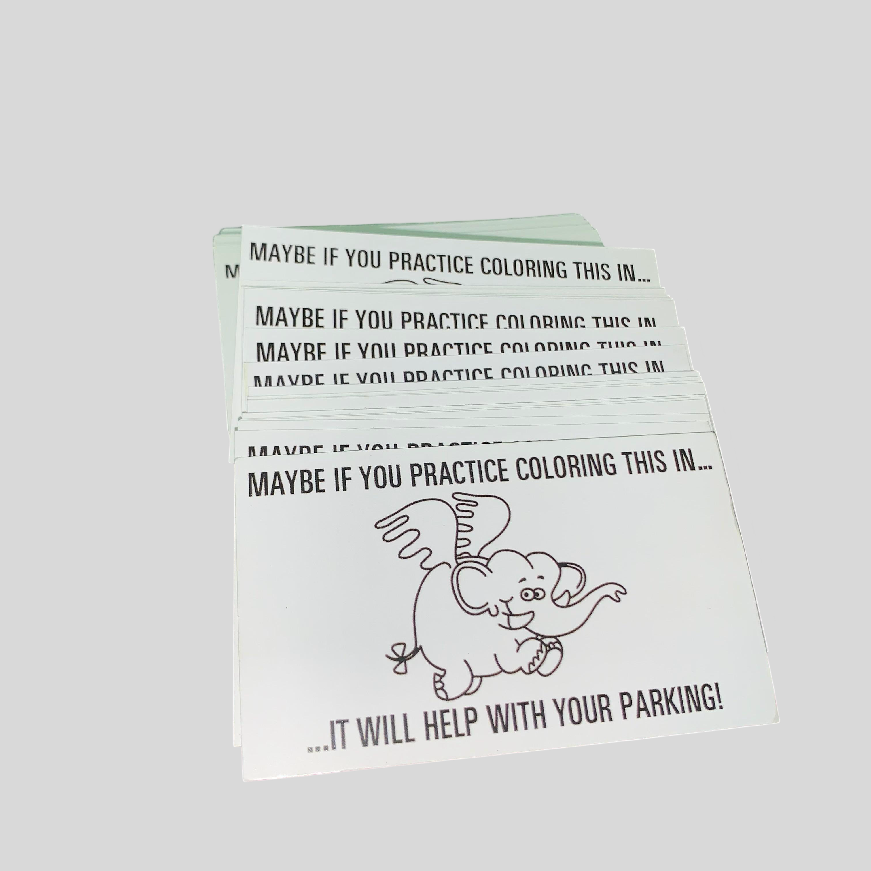 Funny Elephant Parking Cards Pack of 10