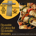 Stainless Steel Sosatie Skewers (20 Piece Set) with Storage Tube – Perfect Braai Essential 🔥
