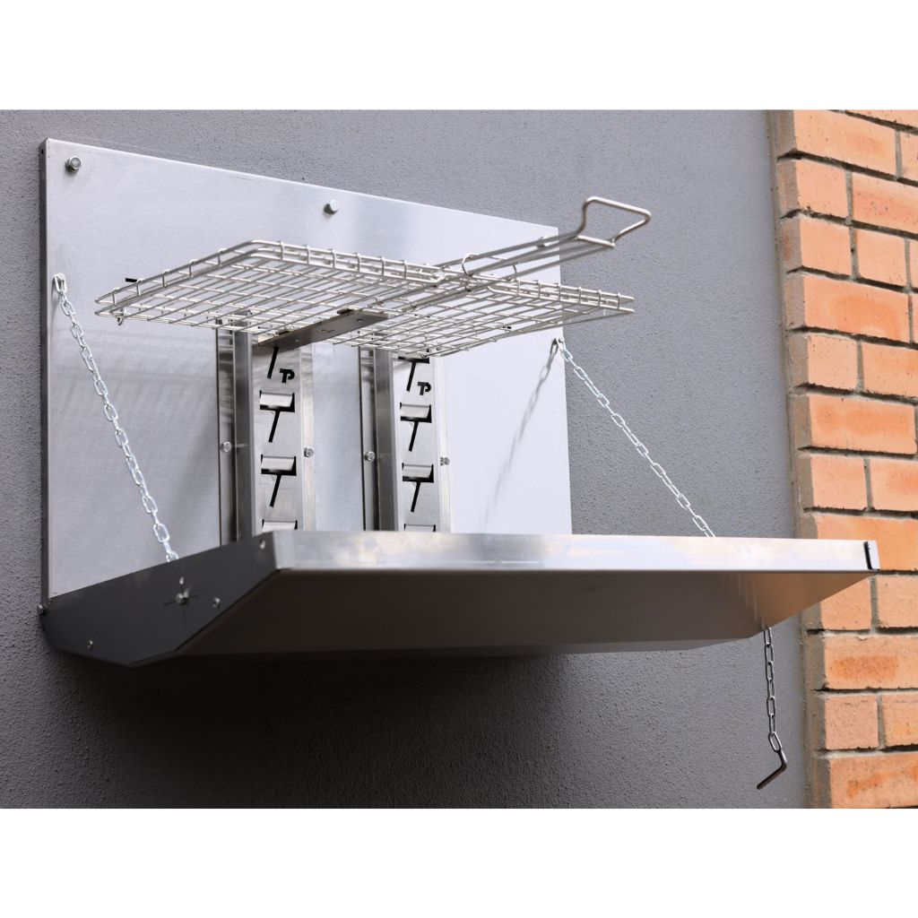 Wall-Mounted Stainless Steel Braai Rack – 4 Adjustable Levels
