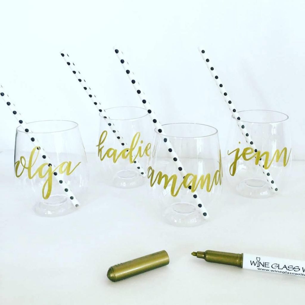 Metallic Wine Glass Markers – Set of 3 | Easy Wipe-Off