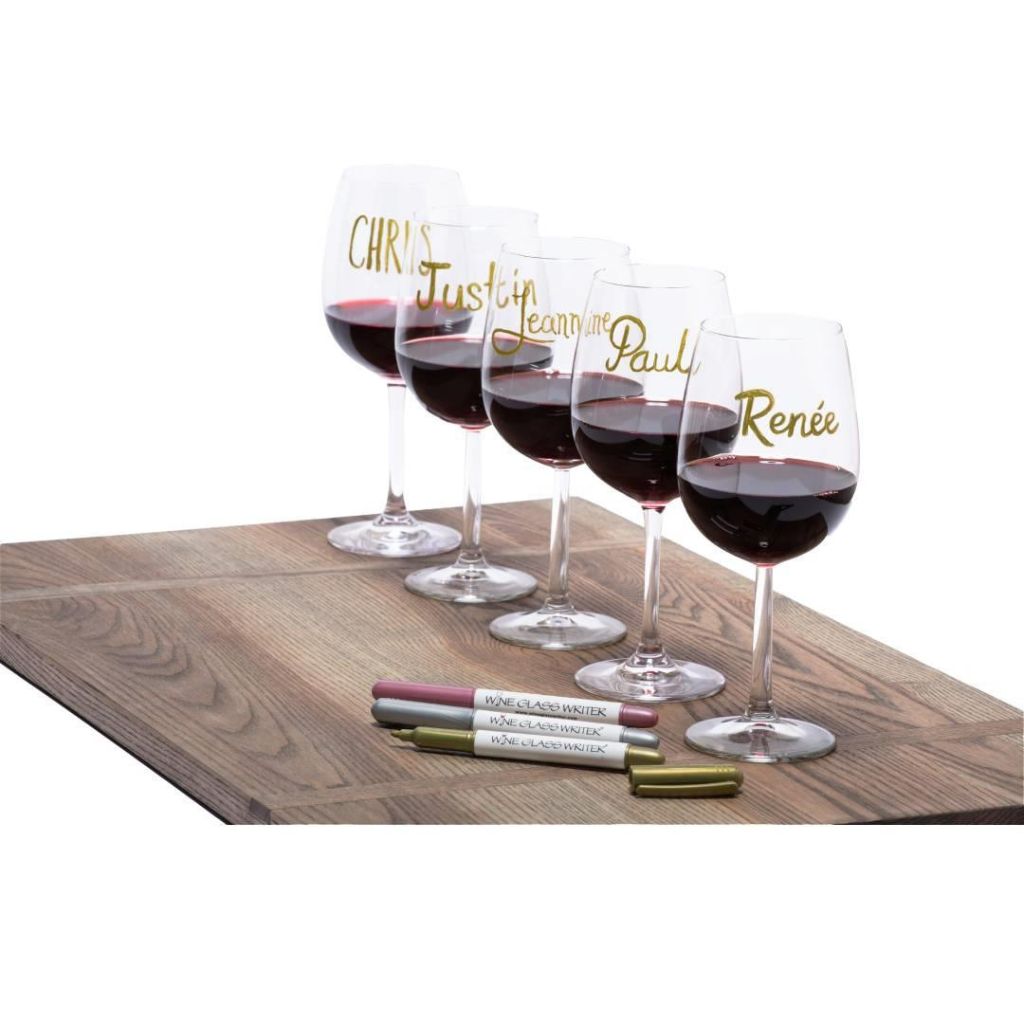 Metallic Wine Glass Markers – Set of 3 | Easy Wipe-Off